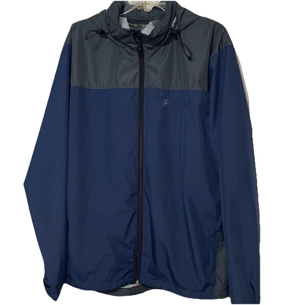 Frogg & Toggs Rain Jacket Men’s M/L Blue Hooded Lightweight Waterproof Spring